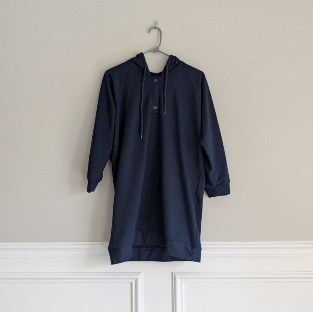 Modaefa Women's Long Sweatshirt Hoodie, Navy Blue